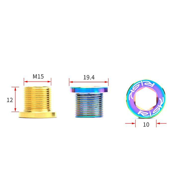 M15x12mm titaniumlegerings-spline krankboks centerakselskrue farvefikseringsskrue - spline, 1 æske/2 stk (farverig)