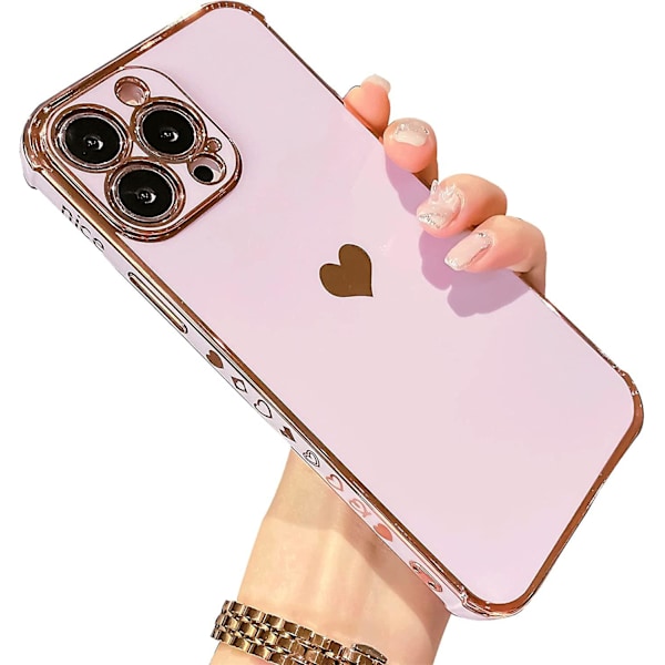 Designed For Iphone 13 Pro Max Case For Women,luxury Love Heart Plating Phone Case With Camera Protection,soft Tpu Bumper With Small Love Pattern,airb