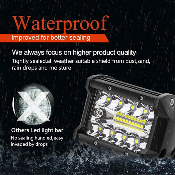 4 Pakke 60W LED Spotlys Arbeidslys LED Bar Spotlys 10800LM, Vanntett IP67, for Bil Offroad Traktor Lastebil SUV ATV Båt 12V 24V D...