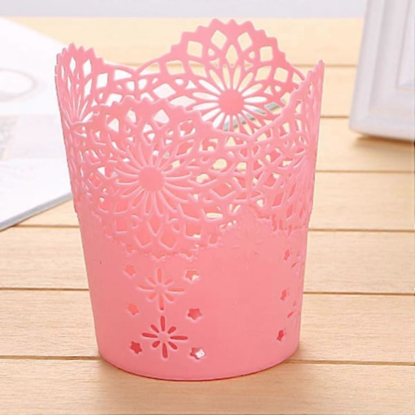 7 stk. Blyantspot Hullet Ud Blonder Pen Pot Holder Makeup Brush Holder Plastik Opbevaring Organizer til Hjem tilfældig farve