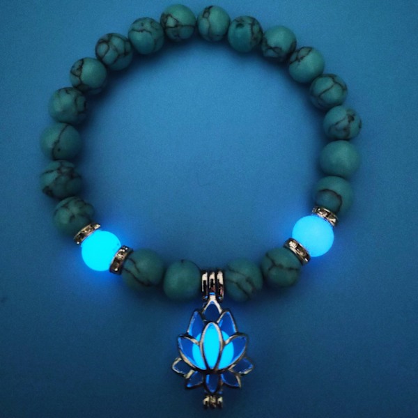 Armband för ångest- och stressreducering, Luminous Lotus Yoga Healing Stone Armband, Luminous Moon Lotus Hänge Armband