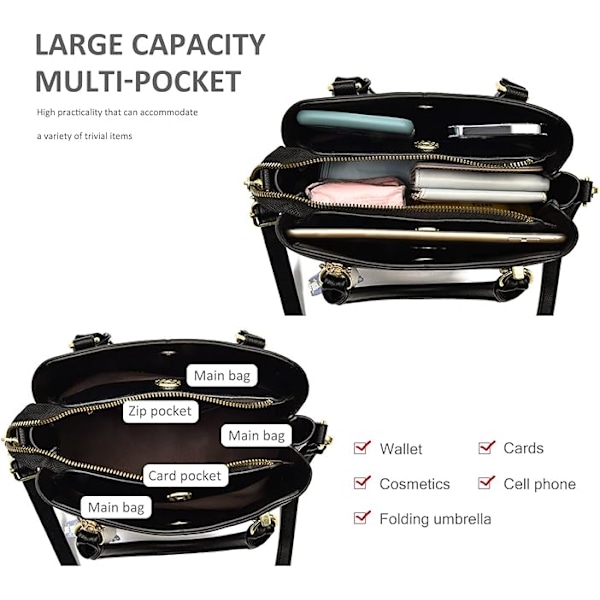 Dame Håndtasker Mode Top Håndtag Tasker Små Skuldertasker 3 Rum Håndtasker PU Læder Crossbody Tasker med Sødt Vedhæng