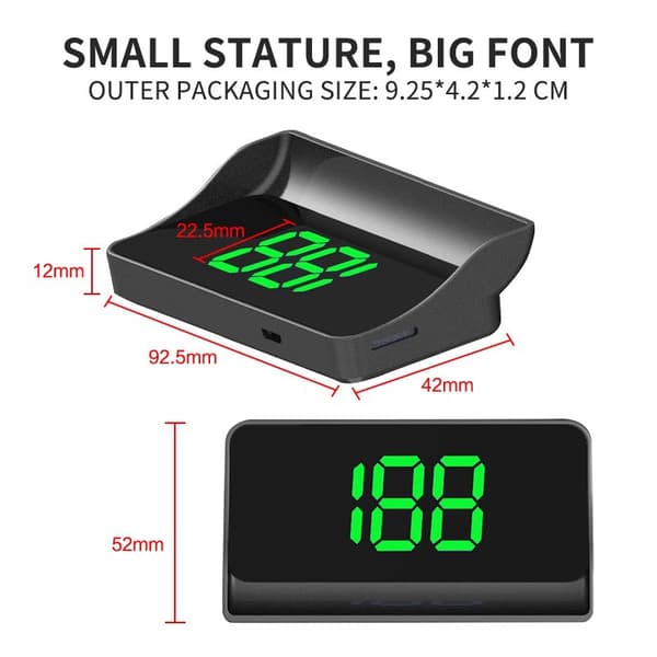 Ny HUD head-up display til køretøjer, GPS speedometer, KMH + USB-kabel