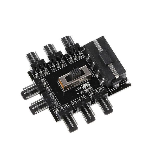 IDE Molex 1 til 8 Splitter 3-polet 12V Strøm Computer Fan Sokkel Hub PCB Adapter