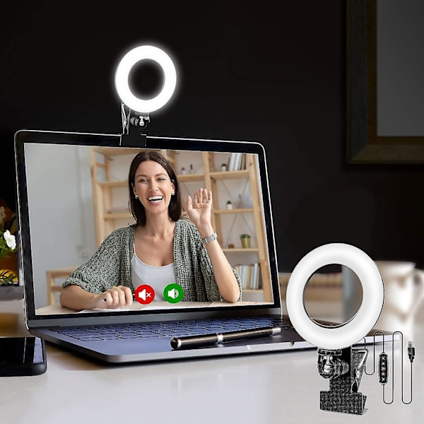 Videokonference Belysningskit, Lys Til Monitor Klips På, Til Fjernarbejde, Fjernundervisning