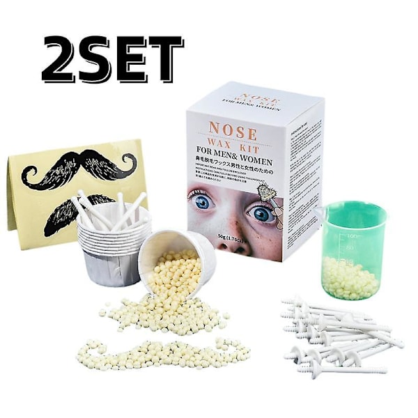 2-pack Unisex Näshårsborttagningsvax Kit Näsborrar Smärtfritt & Lätt Att Ta Bort Näsvaxning