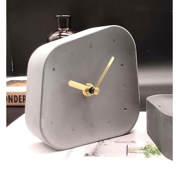 Vintage Betong Elegant Analogt Bordklokke og Skrivebordsklokke, Nøyaktig og Stille - Søt, Liten Hjemmedekor for Soverom, Stue eller Kjøkken