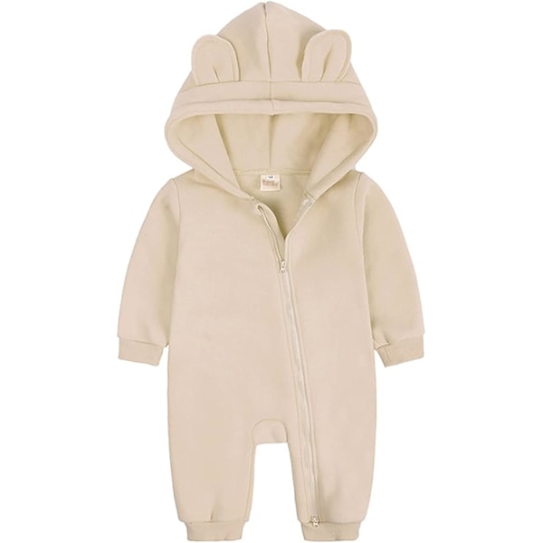 Nyfödd Pojkar Flickor Onesie Bodysuit Långärmad Björn Öron Huvtröja Baby Vår och Höst Onesie