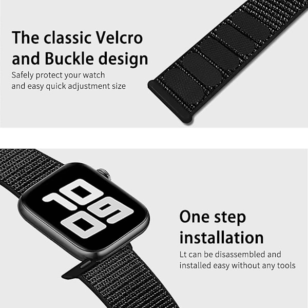 Nylon klokkearmbånd kompatibelt med Apple Watch 7 armbånd 38 mm 40 mm 42 mm erstatning for iWatch Series Se/6/5/4/3/2/1, justerbare elastiske pustende stropper