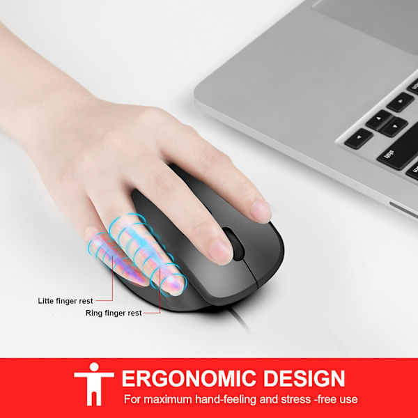 2,4G Trådløs Mus, Stille Vertikal Mus, Ergonomisk Design, Egnet For Datamaskin Kontor