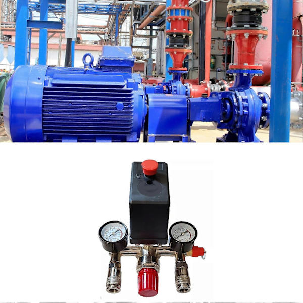 Luftkompressor Tryckbrytare med Dubbel Mätare Pump Tryckkontrollventil Delar Montering 220V 380V