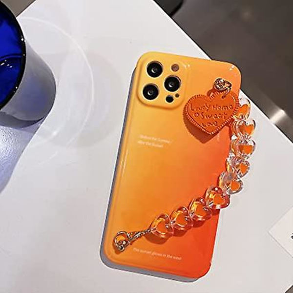 Gradient-etui Kompatibelt med iPhone 12 Pro Max med innebygd søt hjerteholder, fargerikt og friskt telefondeksel designet for kvinner og jenter