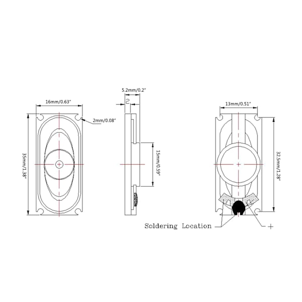 2 st Mini Audio 1635 8ohm 2W Högtalare med Kabel för Bärbar DIY Reparation