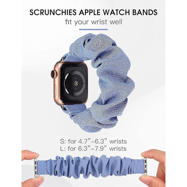 3 Pakker Kompatibel med Apple Watch Armbånd 38mm Klut Myk Mønster Trykt Stoff Armbånd Kvinner IWatch Elastisk Scrunchy Armbånd 40mm 41mm Serie SE 7 6