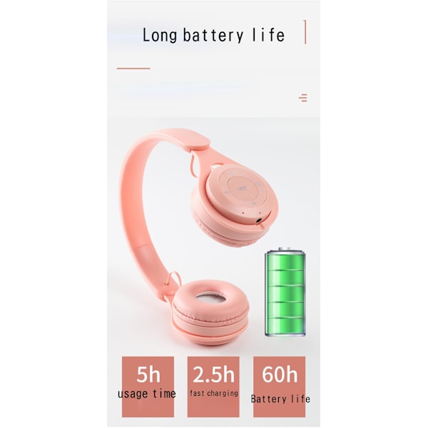 Trådløse Bluetooth-hodetelefoner over øret, Hi-Fi Stereo-hodetelefoner med dyp bass, sammenleggbare og lette, kablede og trådløse moduser innebygd mikrofon for mobil