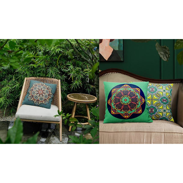 WEKITY - Sett med 2 dekorative putetrekk med broderte mønstre, sofaovertrekk i nasjonal stil, landlig stil, gobelin-stil for sofa, seng, stue