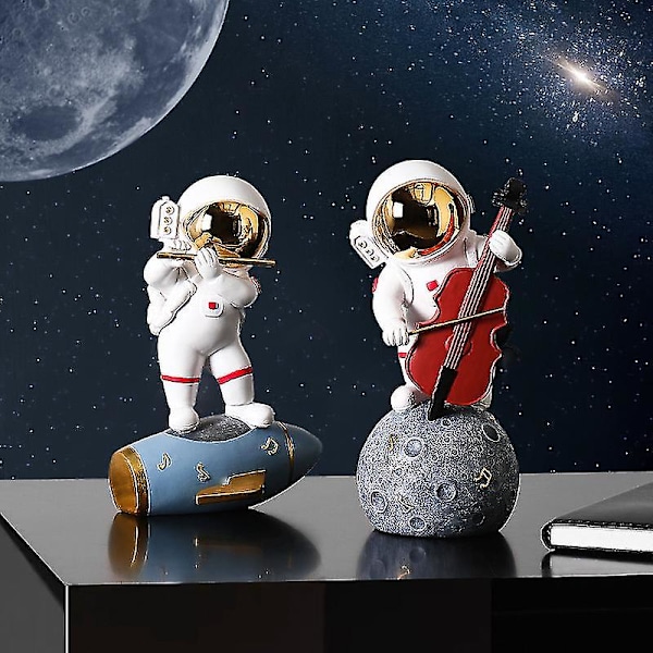 Band Astronaut Astronaut Prydnad Grossist Vardagsrum Skrivbords Hem Prydnad Liten Prydnad Present Violinist Guld