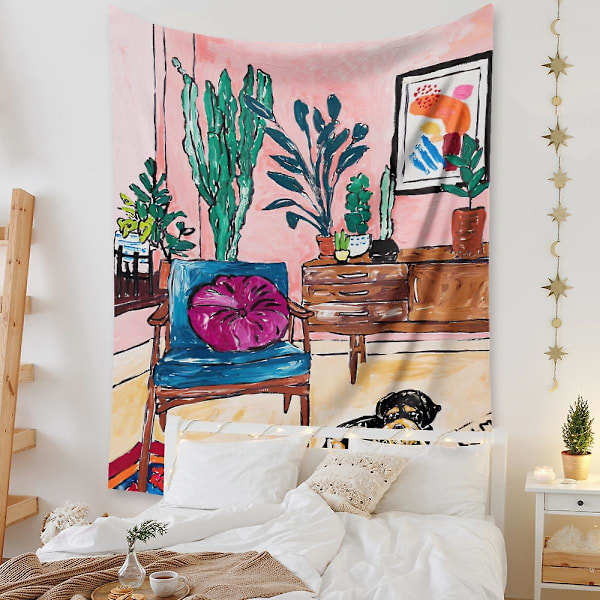 Wekity Botanisk Boho Hemtapetser Estetisk Konst Hembakgrund Tyg Ornament Present Mandala Tapet Ornament (ZJ825-59, 71 X 91 Tum)