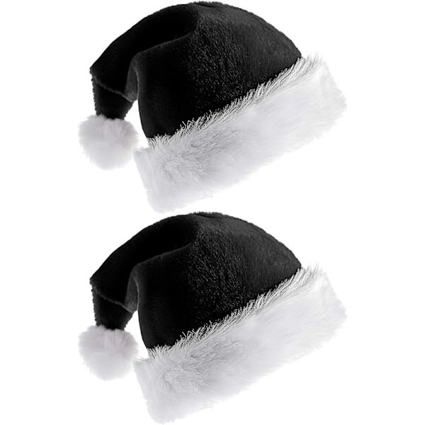Heyone 2-pak Julemandshue til Voksne Julehat Traditionel Sort og Hvid Pludset Julemandshue til Julefest