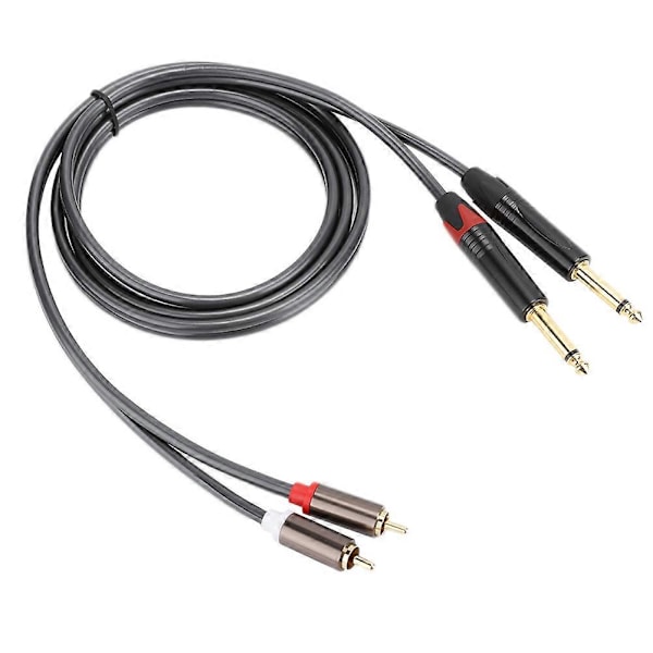 1.5M Gold Plated Plug Aluminum Alloy Housing Dual RCA to Dual 6.35 Mono Audio Cable