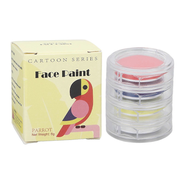 Ansigts- og Kropsmaling 4 Farver Hypoallergenisk Makeup Ansigtsmalingspalette til Julefest 1.2oz Papegøjer