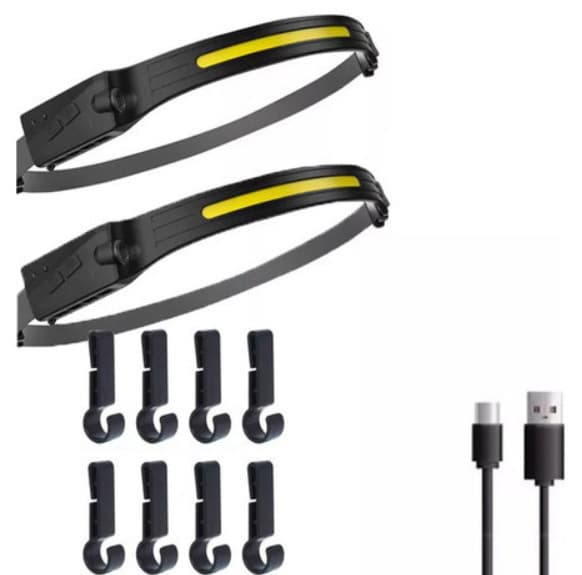2xLED Hodelykt Oppladbar USB Jogging Hodelykt, LED Hodelykt