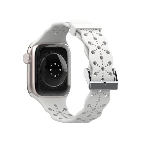Armbands Apple iWatch 6/5/4/3/2/1 Generation SE Ihålig Spets Solid Silikon Armband --- Vit 38/40/41MM