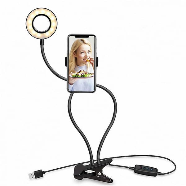 LED Ringlys med USB-lading, dimmbar, for fotografering