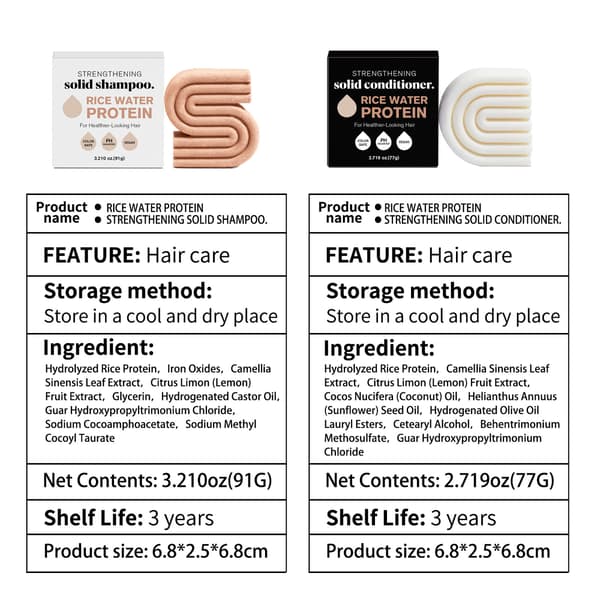 Stärkande schampo och balsamtvål (innehåller risvattenprotein) 2-pack