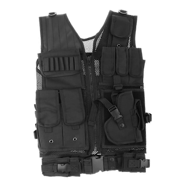 Sotilaallinen Taktinen Raskas Liivi Holster-pidikkeellä Musta