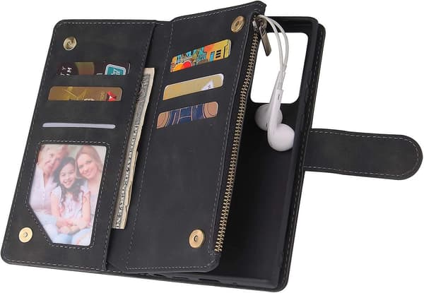Kompatibel med Samsung Galaxy Note 20 Wallet Case Hærdet Telefon Cover til Gaxaly Notes 20 Sort
