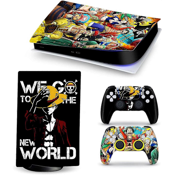 Kamuflasje Full Set Skin Decal Konsoll Disk Edition Anime, Klistremerke Vinyl Decal Deksel for PS5 Skin Disk Edition Versjon Konsoll og Kontroller Fjernkontroll