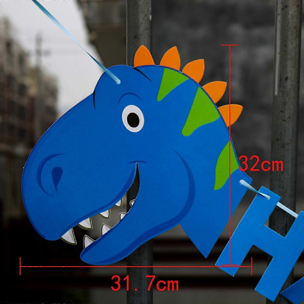 Dinosaur Grattis på födelsedagen Banner Girlang Dekorationer för födelsedagsfest (Blå)