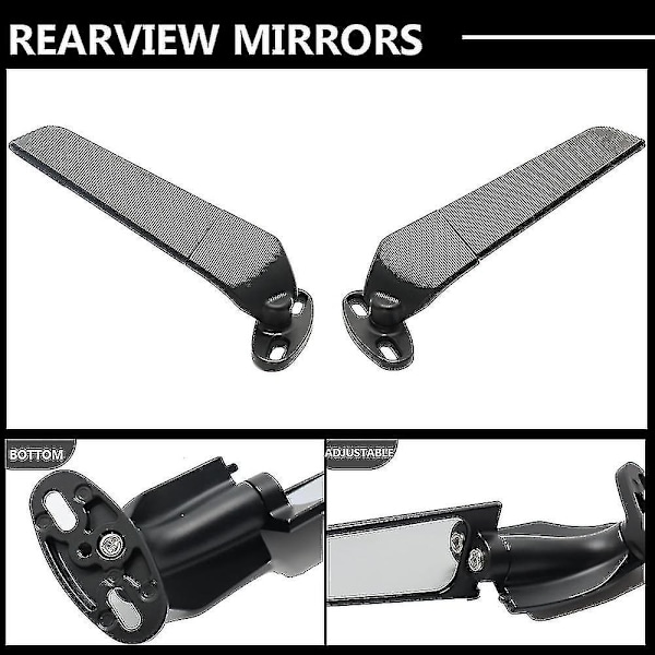 Til Kawasaki Zx6r Zx636 Zx7r Zx9r Zx10r Modificeret Motorcykel 2 stk. Bakspejl Vindvinge Justerbar Roterende Sidespejl