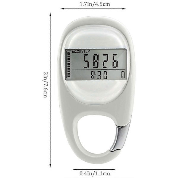 Gå-pedometer skritteller, enkel lommepedometer for å telle skritt, avstand og kalorier med stor LCD-skjerm