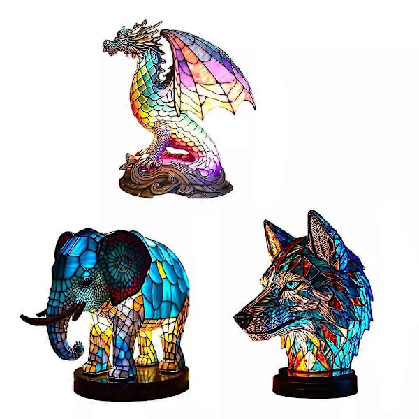 Dyr Bordlampe Serie Farget Glass Farget Nattelykt Retro Skrivebordslamper