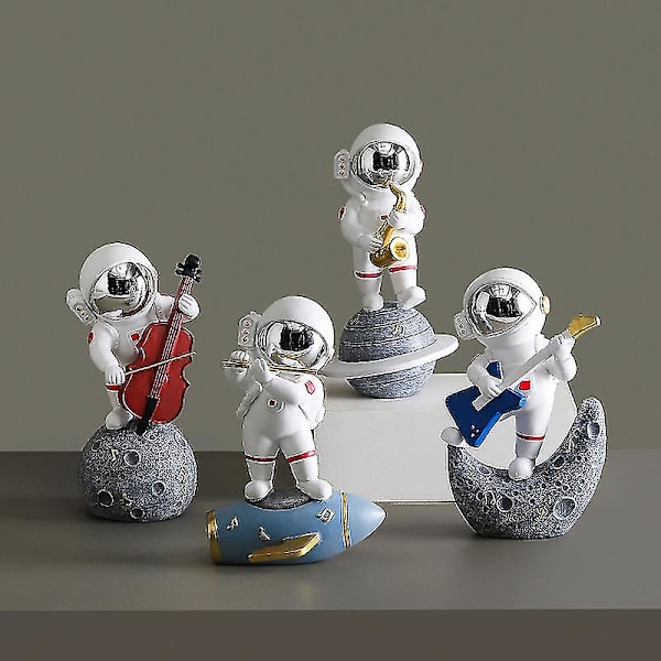 Band Astronaut Astronaut Prydnad Grossist Vardagsrum Skrivbords Hem Prydnad Liten Prydnad Present Violinist Guld