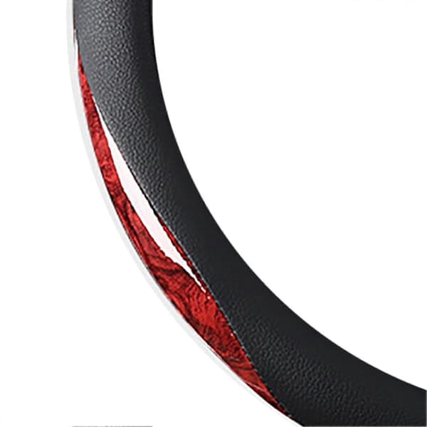 38cm Rattskinns Deksel for Rattet med Karbonfiber, Svetteabsorberende, Sklisikkert, Rød