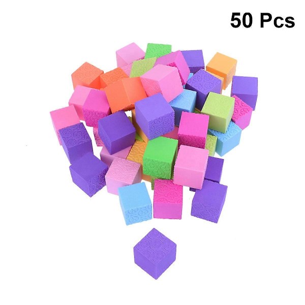 50 stk Farverige Terningblokke DIY Design Modelblok Svampeblok Terning Terning Træningshjælp Solid Geometri Studerende Værktøjer til Børn Lærer Brug Størrelse 3,5 CM Rand