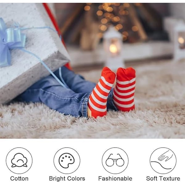 Julklappsstrumpor för barn, 5 par Unisex Julklappsstrumpor i bomull för vinterkul, julklapp till pojkar och flickor