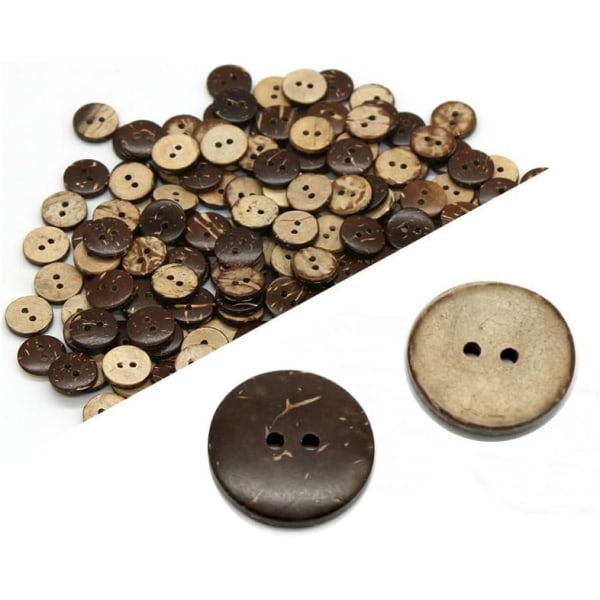 100 kappaletta luonnon kookospähkinän kuoren kaksireikäistä nappia ompelutarvikkeita koristeellisia nappeja (25mm)