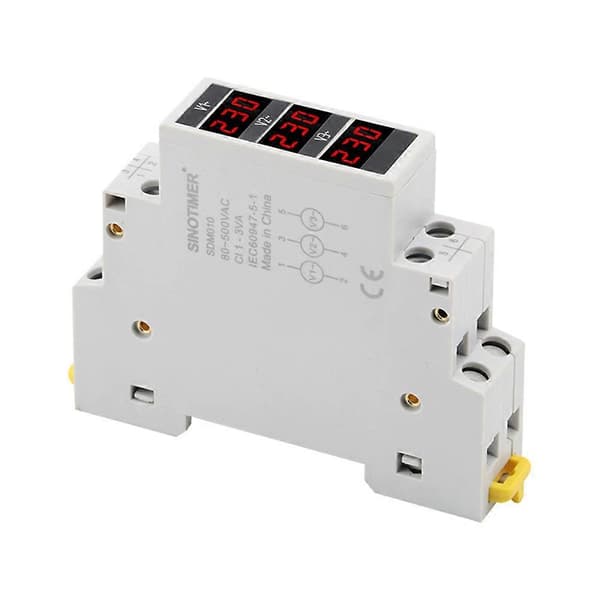 SDM010 3-faset Modulær Volt Voltmeter Måler AC 80-500V DIN Skinnemontert Digitalt Display Voltmeter