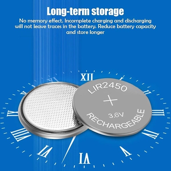 5 stk. Lir2450 Lir 2450 3.6V Genopladeligt Lithium Batteri, Erstatning for Cr2450