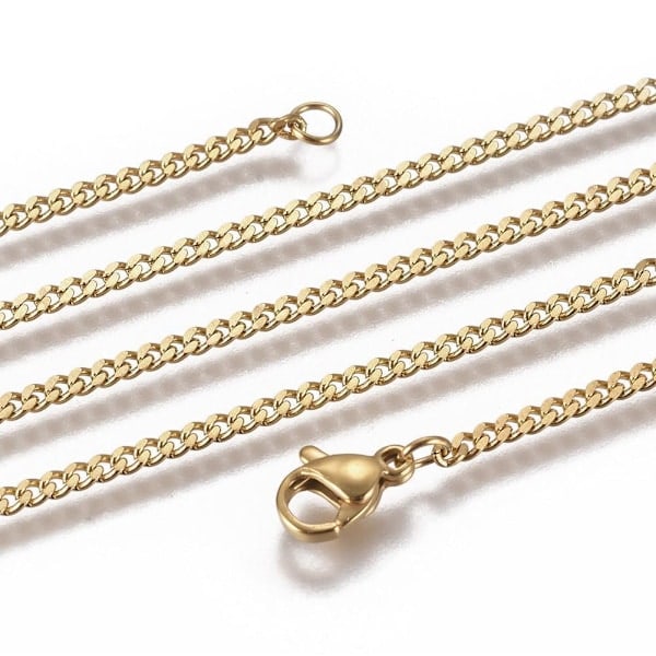Unisex panserkæde lavet af AISI 304 stål, forskellige farver/længder Titani Titanium 50 cm forgyldt