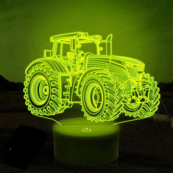 3D Lastebil Traktor Bil Nattlys Bordskrive Optisk Illusjon Lamper 7 Farge Skiftende Lys LED Bordlampe Jul Hjem Kjærlighet Bursdag Barn Dekor Gave