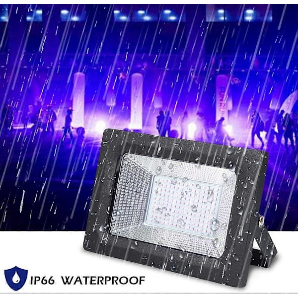 [2 stk] LED sort lys spotlight, LUNSY UV spotlight 30 W sort lys lampe, IP66 vandtæt fluorescerende sort lys med 150 LED UV lys til bar,