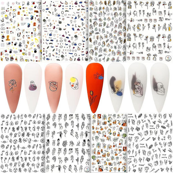 Nageldekorationsstickers DIY Nagelkonst Dekoration 3D Nagelkonst Dekaler Laser Luminous Fjäril Jul Snöflinga Lönn Nagelkonst Mönster, Självhäftande Nagel A