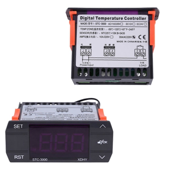 STC-3000 220V Digital Temperaturregulator Termostat Med Sensor (30A)