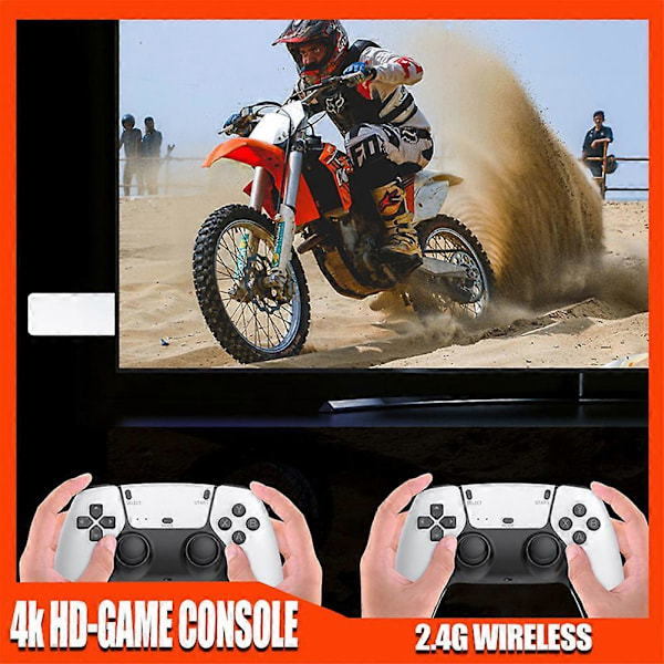 40.000+ 4K HDMI TV Videospil Stick Retro Spilkonsol med 2 Trådløse Controllere 128G