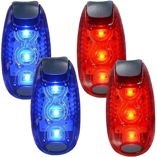 4 Pak Sikkerheds LED Lys til Løbere, Cykler, Blinkende/Advarsels Stroboskoplys, Høj Synlighed Clip Lys